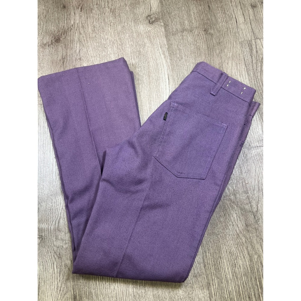 Vintage 70s Levis Big E Sta-Prest Purple Flare Leg Trousers Talon 42 Zip 26x28